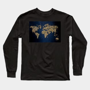 background of the world map, conceptual awareness of vegetarian education no OGM Long Sleeve T-Shirt